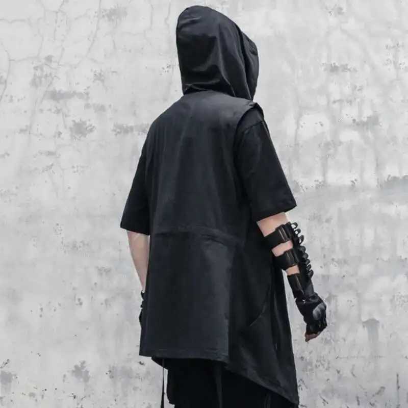 HKSH Spring Autumn New Male Tide Dark Punk Hip Hop Trench Hooded Cape Retro Gothic Sleeveless Coat Streetwear Windbreaker HK2368 W250815