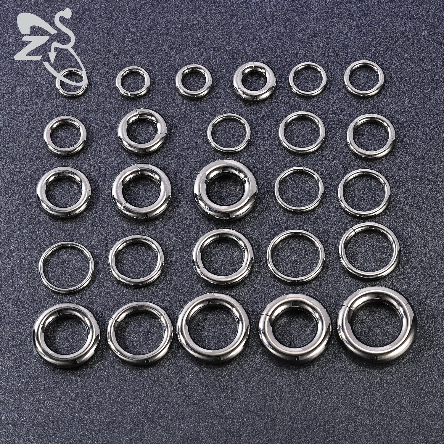 ZS 1 PC 2/4/6/8/10/12G Round F136 G23 Steel Nose Ring Men Women Large Gauge Piercings Nose Ear Expander Septum Piercing 250807