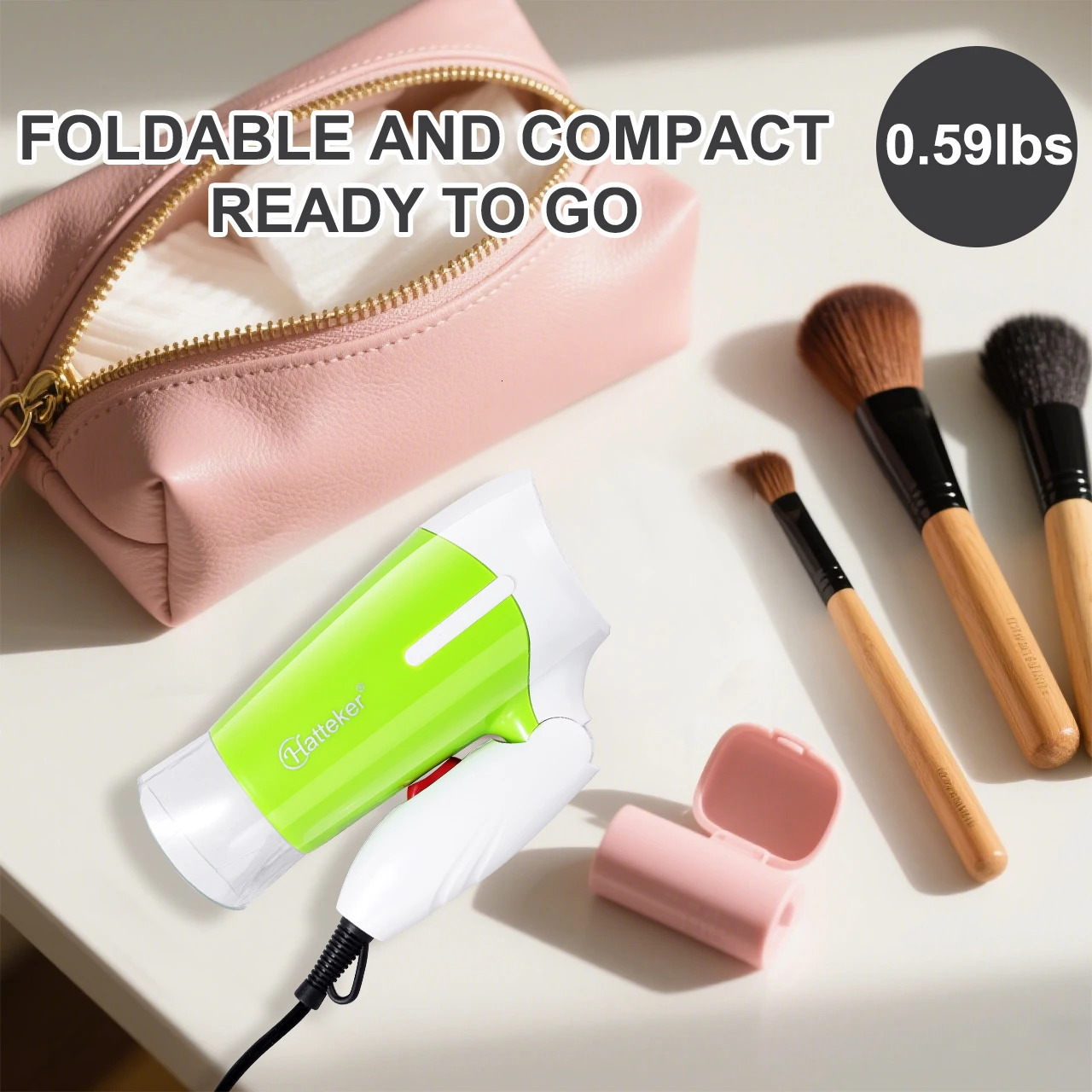 Hatteker Foldable Hair Dryer Electric 2600W Household with 2 Wind Temperature Settings and Negative Ion Care HighPower 250811