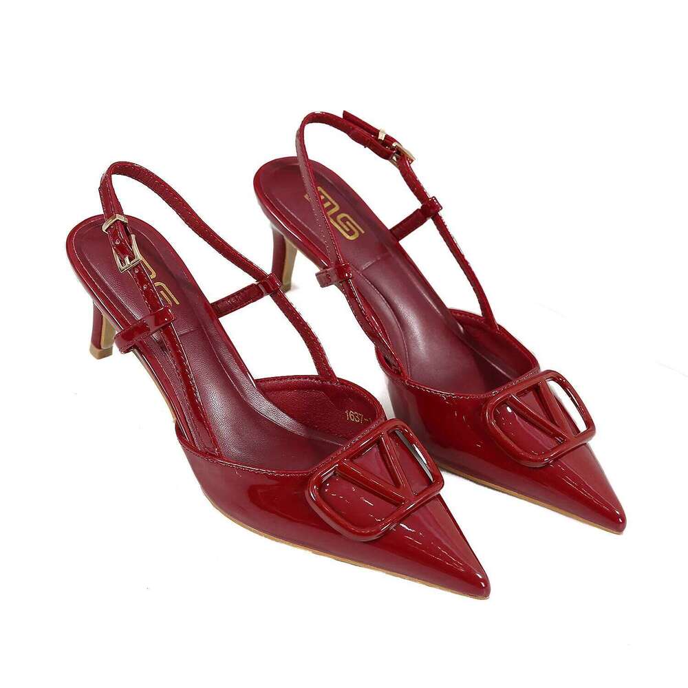 Km-Roya 2025 Quality Buckle Designed Lady 6Cm/2.4Inch Mid Heel Dress Pump Women's Outdoor Sandal Shoes