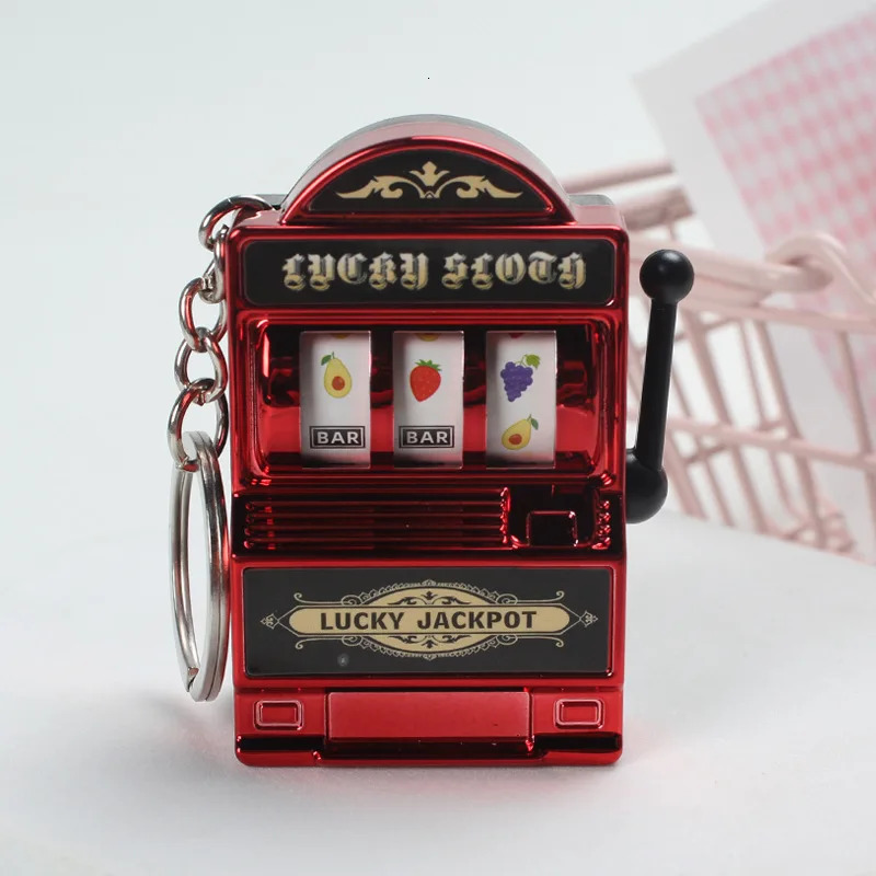 Fruit Slot Machine Keychain Lucky Charm Jackpot Keychains Mini Casino Pendant Bag Novelty Gifts for Kids Adults 250804