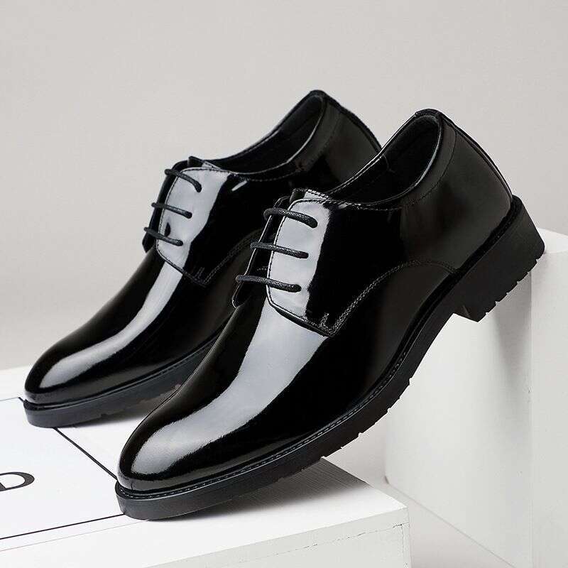 New dress bright patent men business British style pointy wedding party performance leather men's shoes