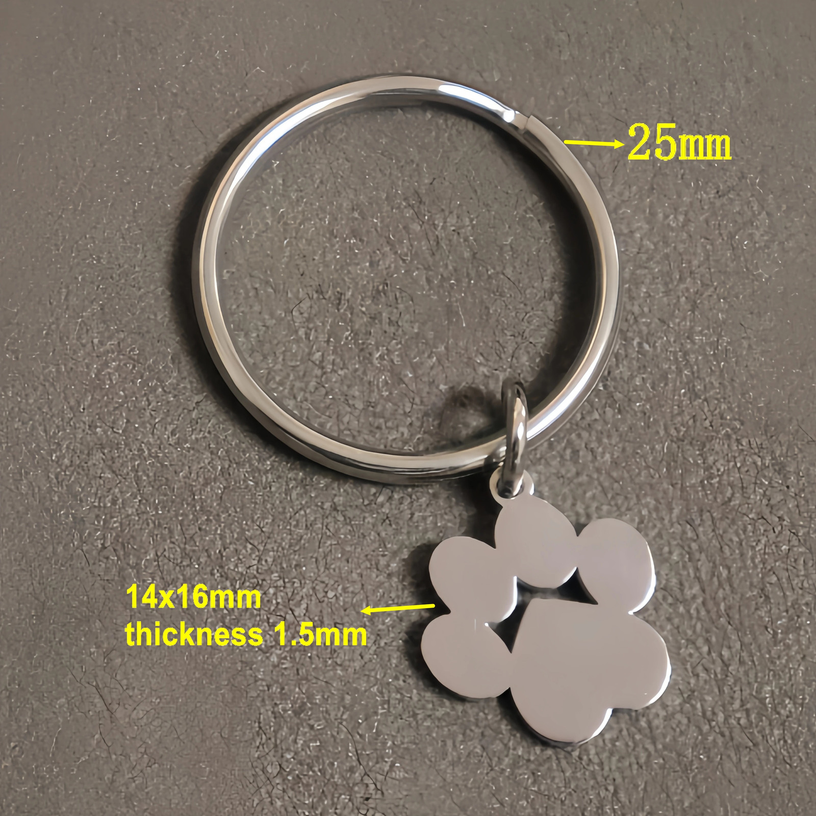10Pcs 304 Stainless Steel Keychain Cartoon Dog Paw gold steel Color Fashion for Car Keys Pendant 250811