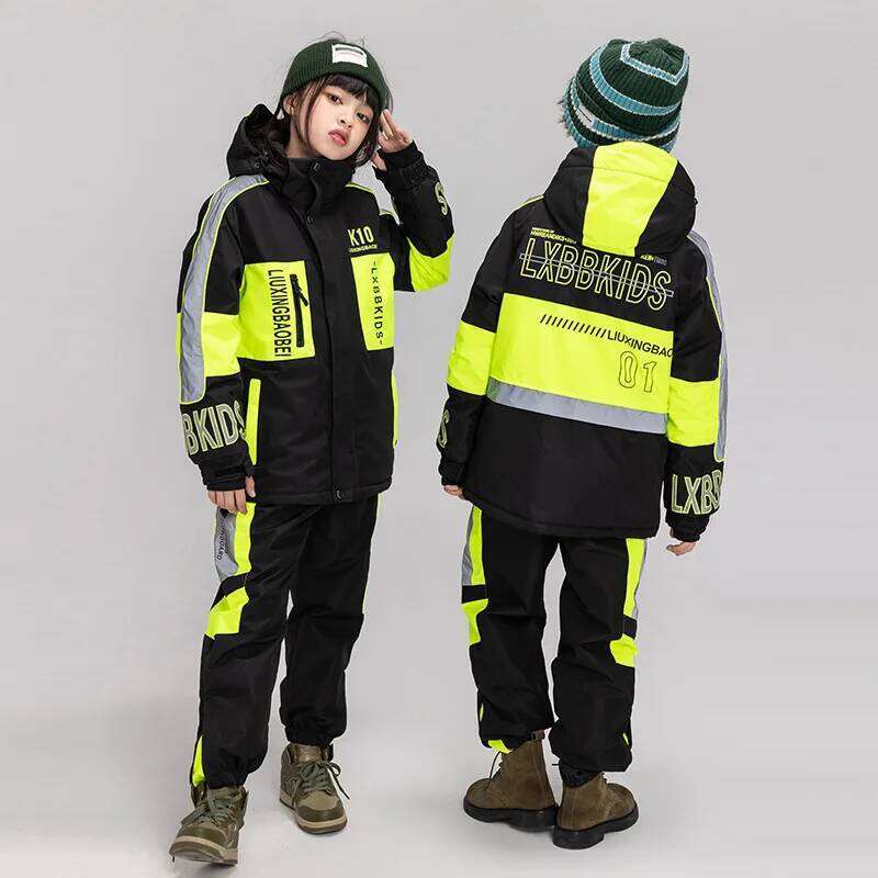 New Children Thermal Ski Suit Boys Girls Skiing Jacket Pants Set Windproof Waterproof Snowboarding Clothes Snowsuit Teenagers