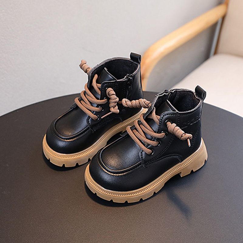 Children Leather Boots Girls Boys Autumn Winter New Fashion British Style Kidsnest Casual Comfortable Toddler Short Boots Kids Ankle Boots Size US 5C-