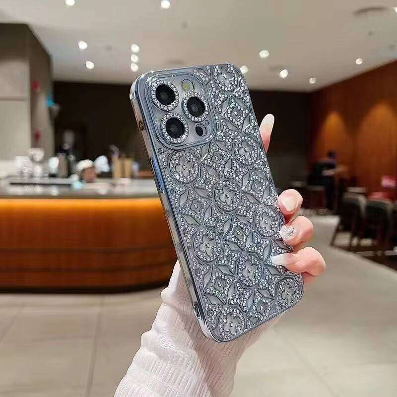 DHgargets Sparkling Glitter Phone Case for iPhone - Luxury Electroplated Bling Shockproof TPU Cover with Glamorous Diamond Design