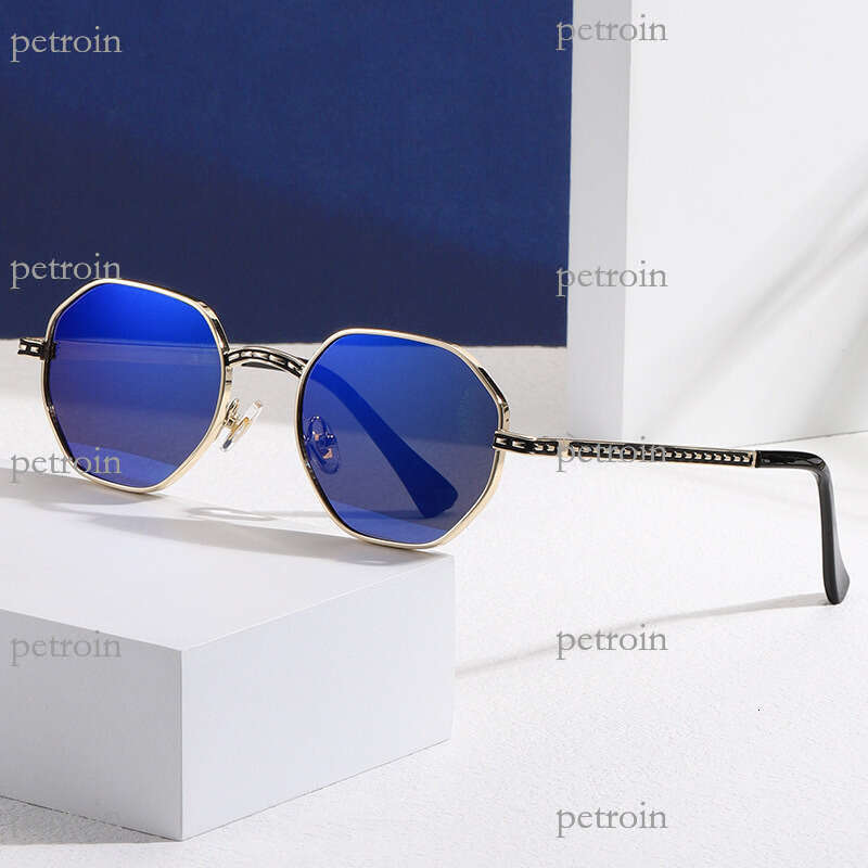 Fashion Polygon Gradient Sunset Metal Unisex Versatile UV Protection Sunglasses