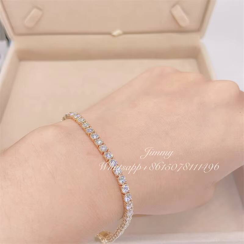 Wholesale Hip Hop Jewelry 10K Real Yellow White Rose Gold VVS Moissanite Diamond Iced Out Custom Tennis Bracelets