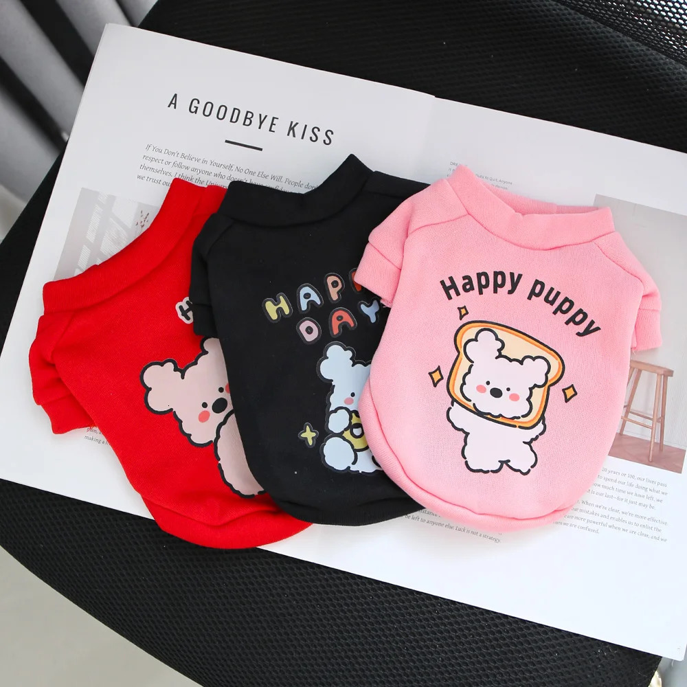 Autumn and winter pet clothes cute little dog cartoon round neck hoodie with plush super cat universal 250814