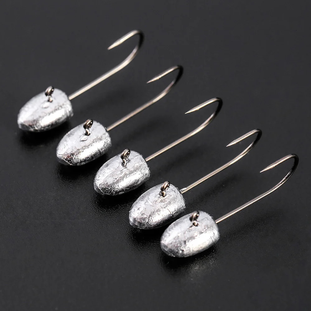 JOHNCOO 10pcs Exposed Jig Head Hook Fishing Hooks 2g 3g 5g Bait Soft Wom light jigging hook 250807