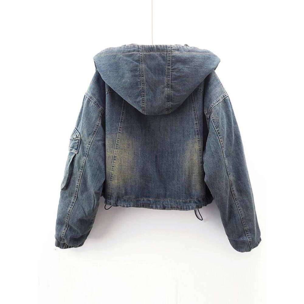 Korean Version Denim Jacket With Double-sided Patchwork Hooded Short Cotton Coat For Women Winter New Fashion Design Trendy