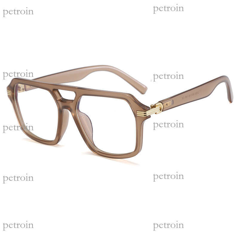 New Men's Double Bridge Square Sunglasses Fashion Trend Optical Frame Anti-Blue Light Plain Glasses Can Be Customized with Prescription