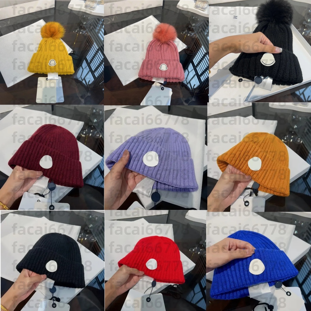 Winter Beanie Designer Hats Bonnet Knitted Hat Chunky Warm faux fur pom Beanies Fashion for Men Women Fall Cold Snowy Wool Unisex Warm High Quality Striped Hat aaa