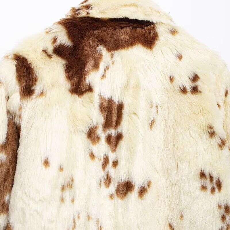 2024 Winter New Product Women's Clothing Animal Pattern Printed Artificial Fur Effect Jacket W03 5671