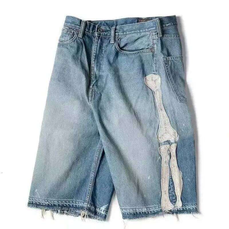 Deeptown Y2k Vintage Haruku Denim Shorts Women Washed Patchwork Tassels American Retro Jeans Man Baggy Hip Hop Jorts Summer