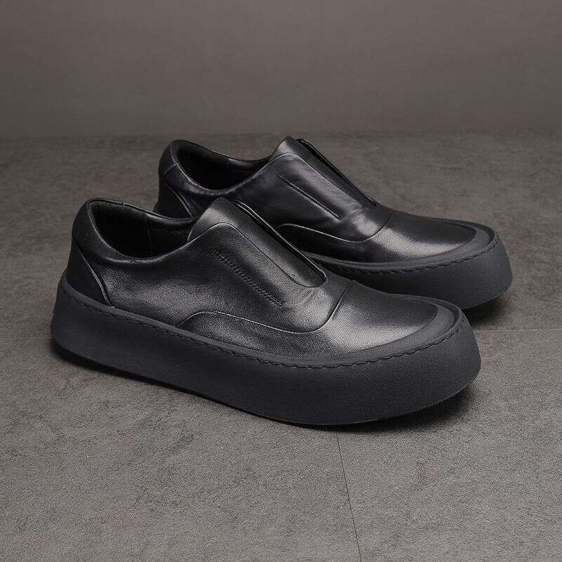 Casual Leather Made Of Men's Genuine Leather, Breathable, Wear-resistant, Versatile, Korean Style Trendy Shoes, White
