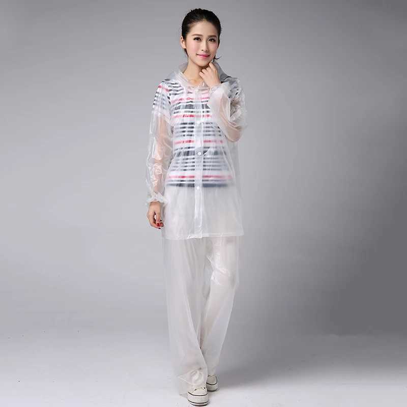 Adult Fashion Transparent Two-piece Raincoat PVC Thickened Transparent Rainwear Y250814