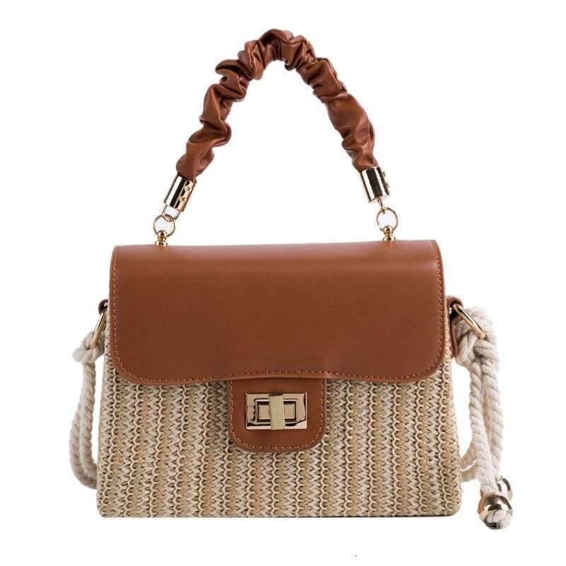 Handbag For Women Straw Women's Simple Woven Crossbody Fashion Color Contrast Hand Box Shoulder Bag