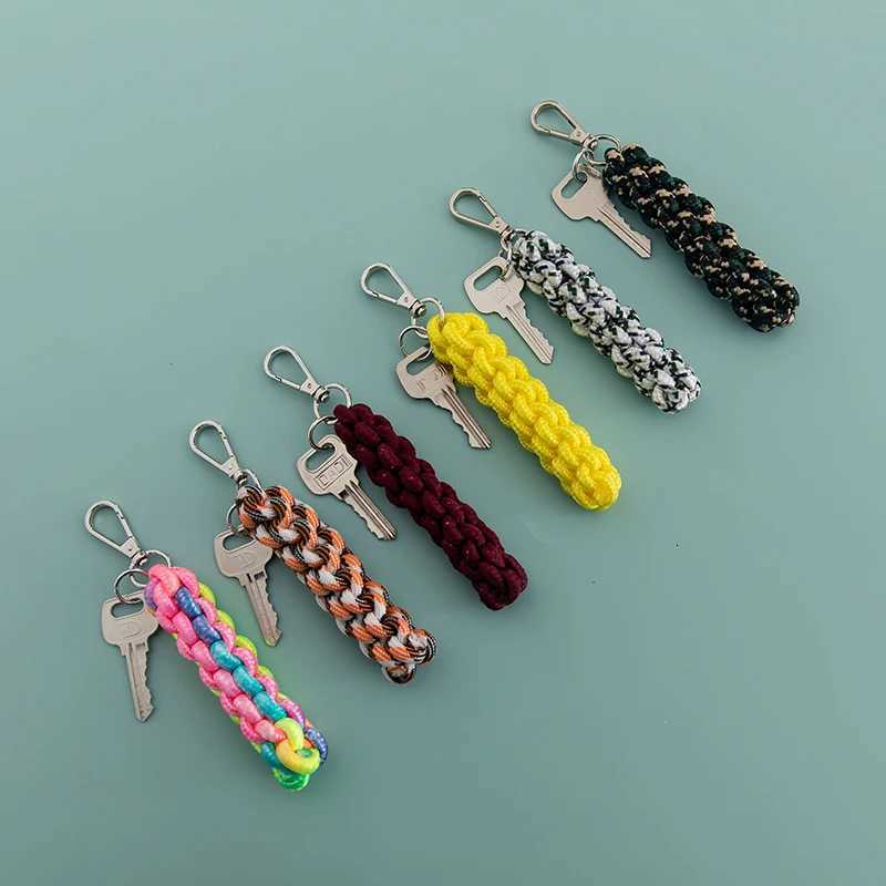 2 pcs set High chic braided woven girl messenger bag bug handbag bag charms stylish brand new key chain B399 Y250815