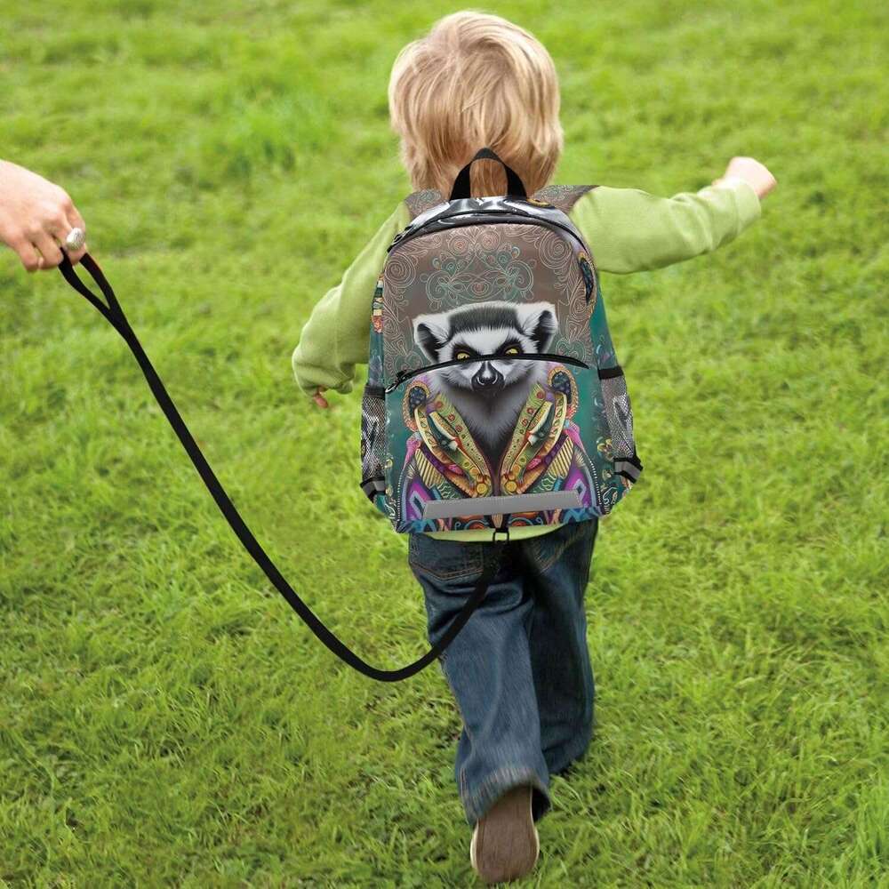 ute Ring Tailed Lemur Toddler Boy Backpack with Leash, Small Kids School Bag Preschool Backpacks 123 123