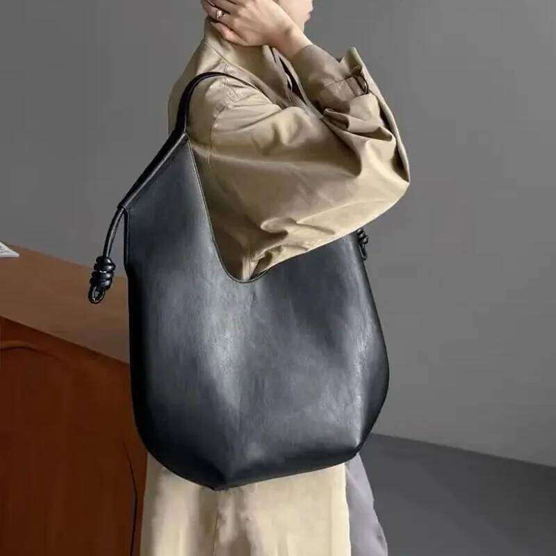 Women Stylish Armpit Large Capacity PU Leather Shoulder Bag Fashion Black Shopper Tote For Vacation Handbags 20250815