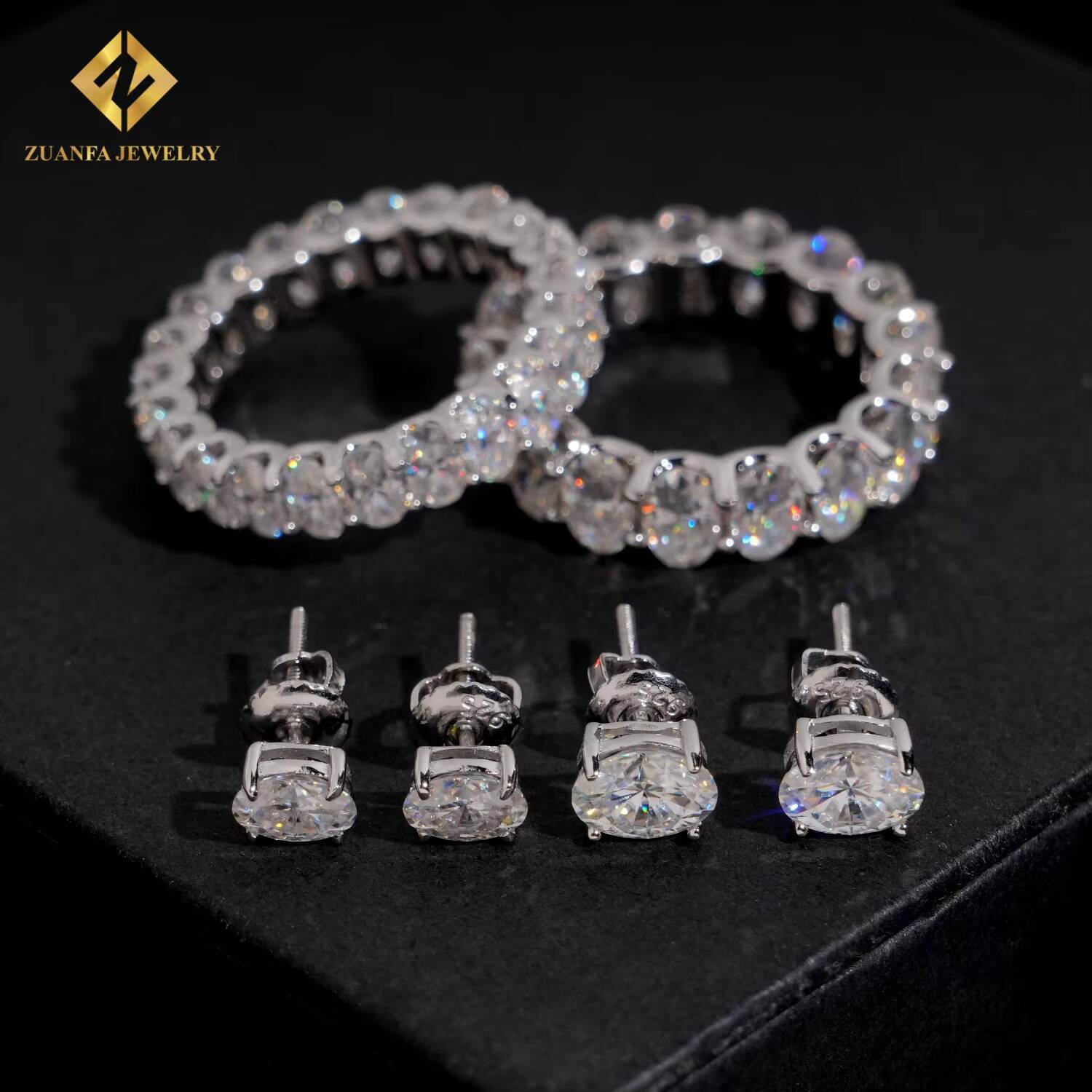 Fashion Wedding Ring VVS Ice Out Moissanite 925 Sterling Silver Oval Cut Rings Engagement Ring for Women Men