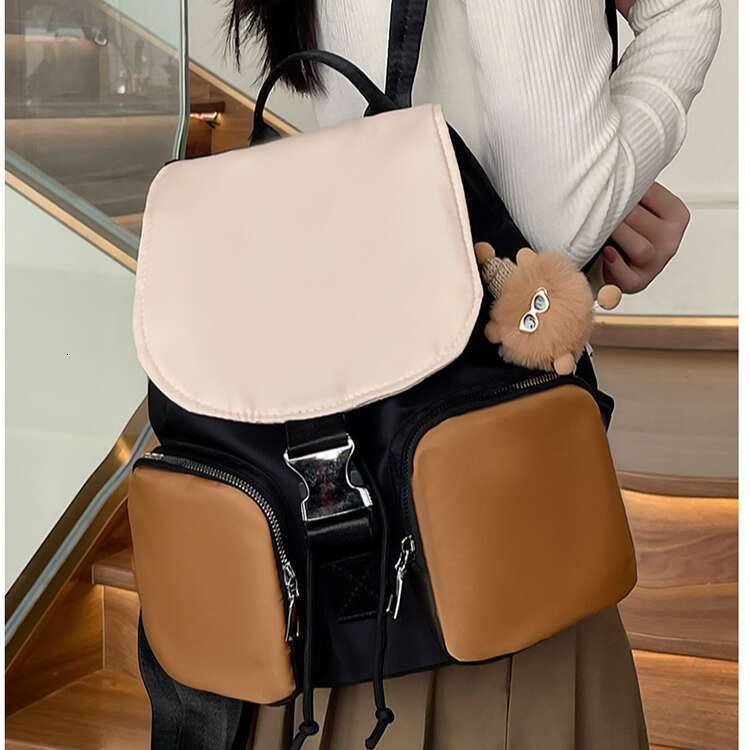 Niche Simple for Women Bags Designer Women 2025 Summer New Fashion Color-Block Backpack College Student Casual Travel Bag