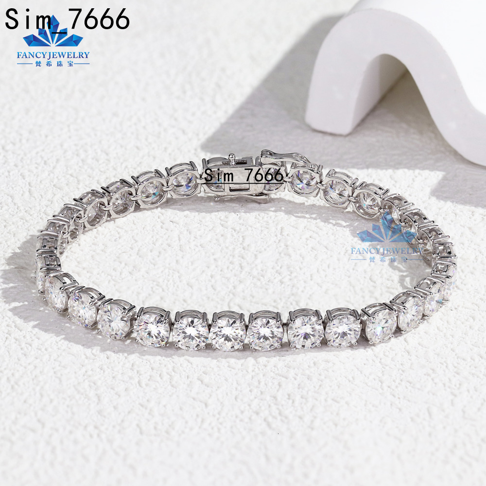 925 Silver VVS Moissanite Tennis Bracelet for Women Cheap Gold Plated 2mm 3mm 4mm 5mm 6.5mm Baguette Tennis Chain Bangle