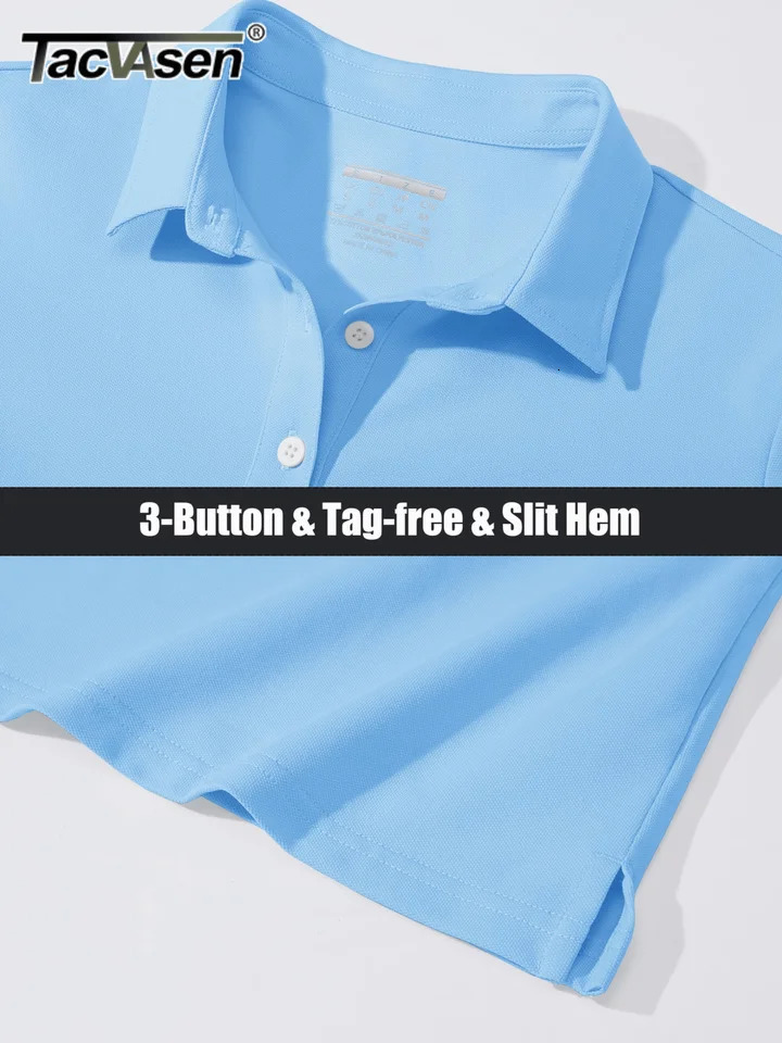 TACVASEN 3Button Long Sleeve Polos Womens Cotton VNeck Hiking Golf Tops Breathable Outdoor Sports Collared Pullover Tee Shirts 250814