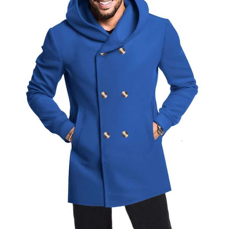 2024 New Korean Mens Trench Coat Long Spring And Autumn Windproof Warm Casual Fashion Solid Color Hooded Coat Free Shipping W250815