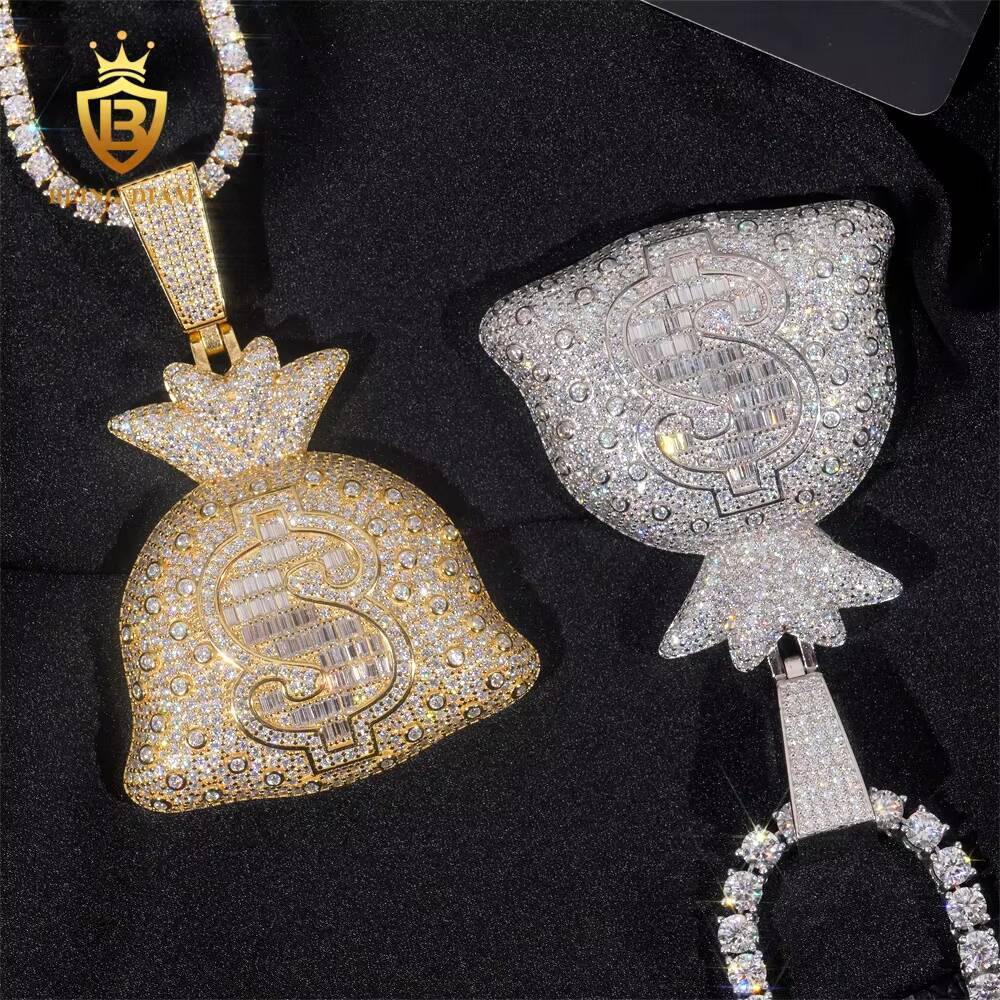 Wholesale Price Hip Hop Style Iced Out VVS1 Moissanite Pendant Money Bag Pendant Diamond Tester Hip Hop S925