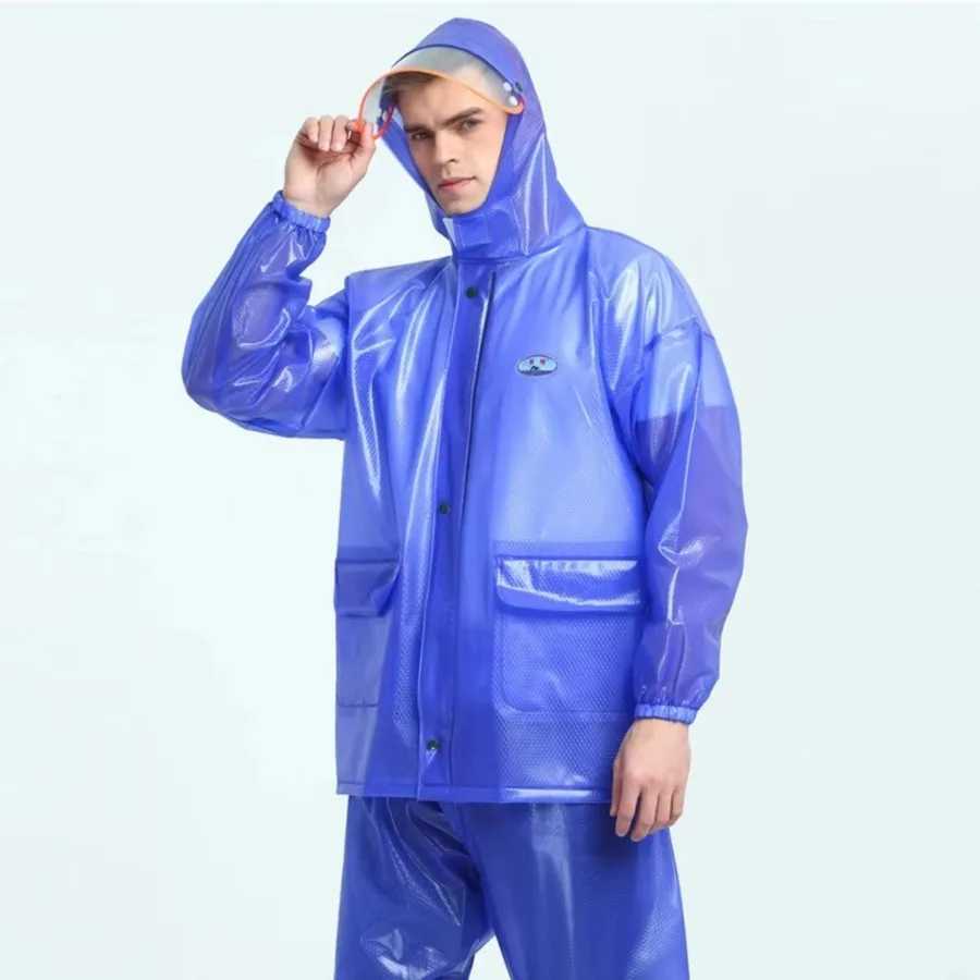 Women Men Raincoat for Cycling Outdoor Motorcycle Tourism Hiking Adult Transparent Split Waterproof Rain and Pants Sets Y250814