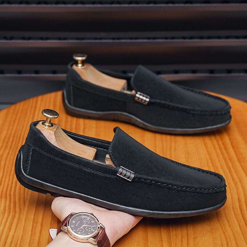 2025 Doudou Autumn New Casual Slip On Lazy People's Leather Live Quality Men's Shoes Ddf1
