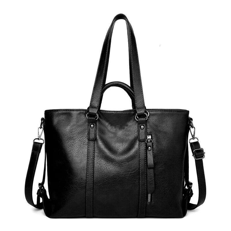 Large Capacity Oil Waxed Leather Women's Bag Simple Shoulder Diagonal Handbag