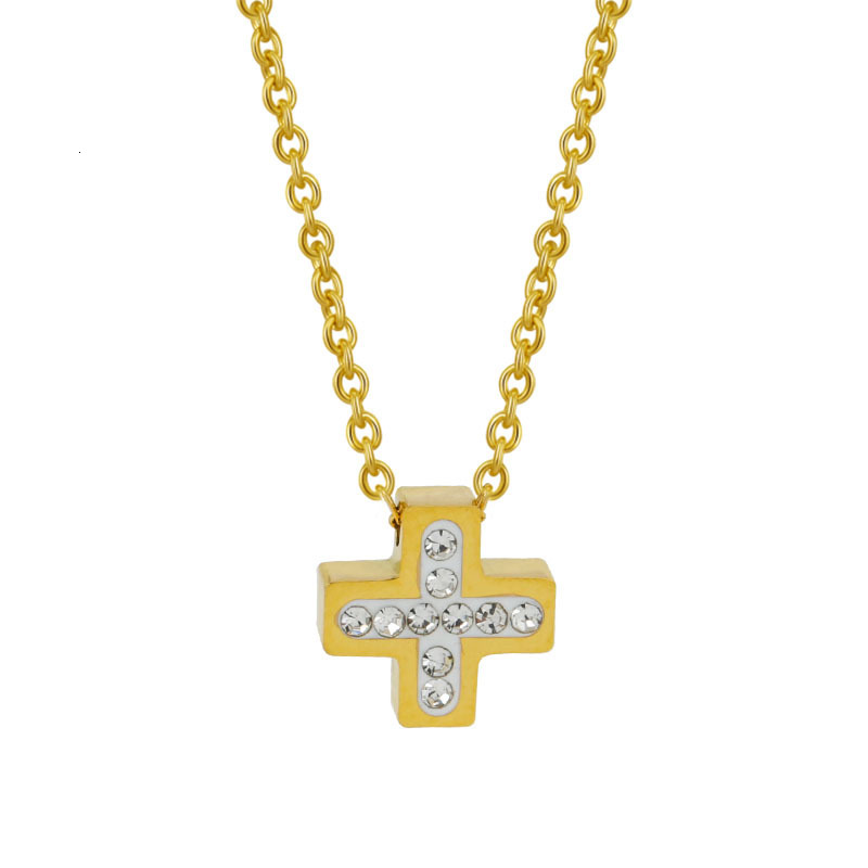 Gold Titanium Steel Cross Necklace for Women Autumn Winter High-end Light Niche Collarbone Chain Jewelry for Women