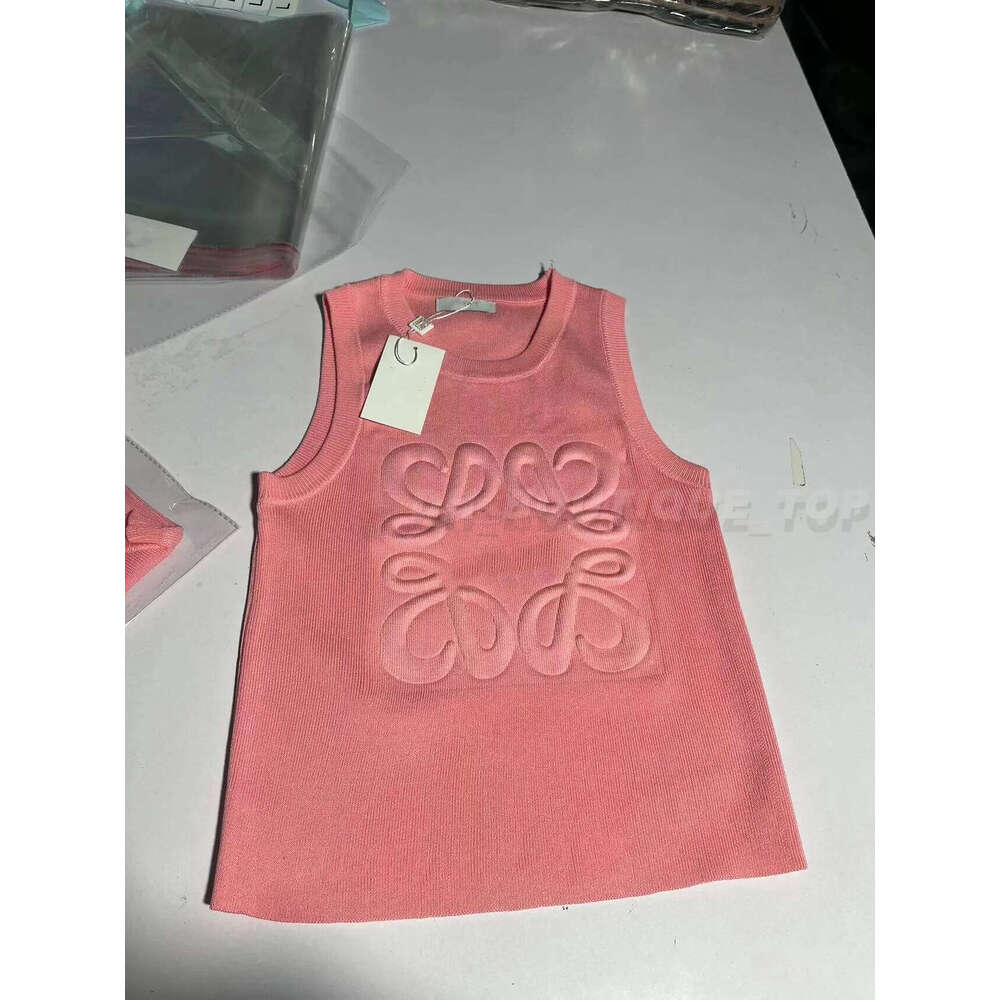 Lowelle Tanks & Camis Anagram-Embroidered Cotton-Blend Tank Top Loewetoply Shorts Designer Nylon Yoga Suit O-Neck Vest Sports Bra Vest Ladies Elastic Femm 2a2