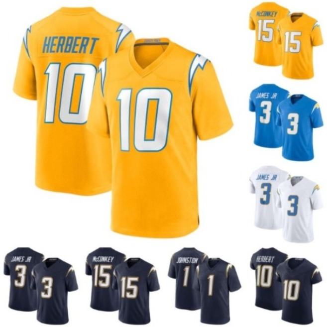 Charger Gold Alternate Jersey Justin Herbert Ladd McConkey Derwin James Jr. Omarion Hampton Joe Alt Daiyan Henley Najee Harris JK Scott