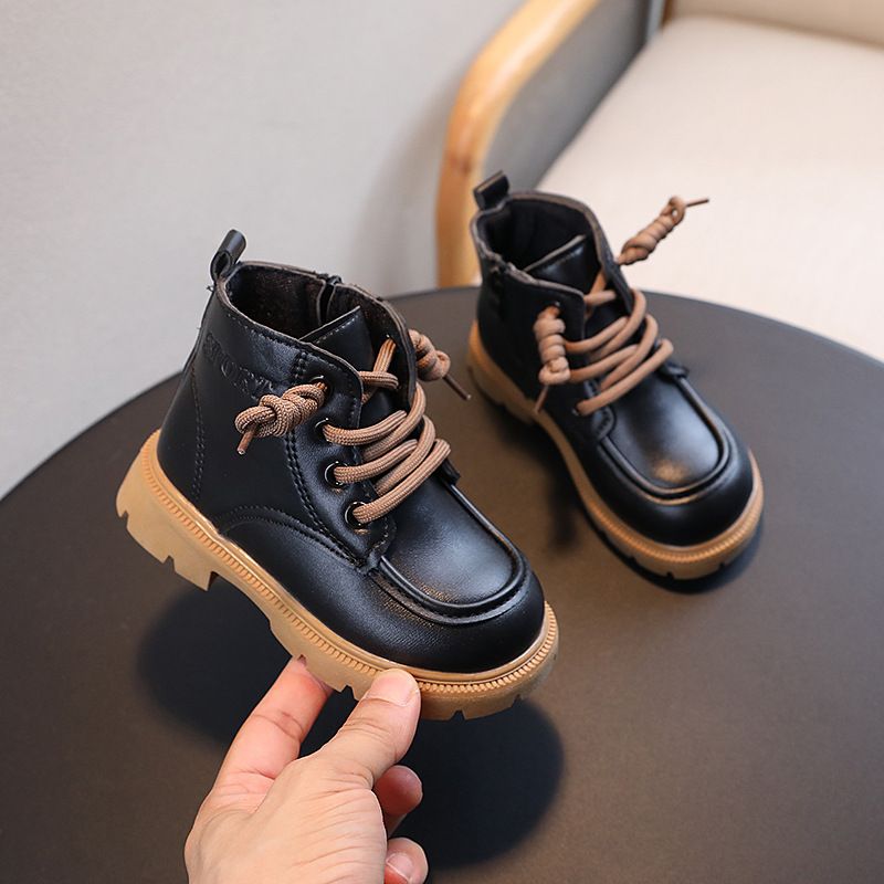 Children Leather Boots Girls Boys Autumn Winter New Fashion British Style Kidsnest Casual Comfortable Toddler Short Boots Kids Ankle Boots Size US 5C-