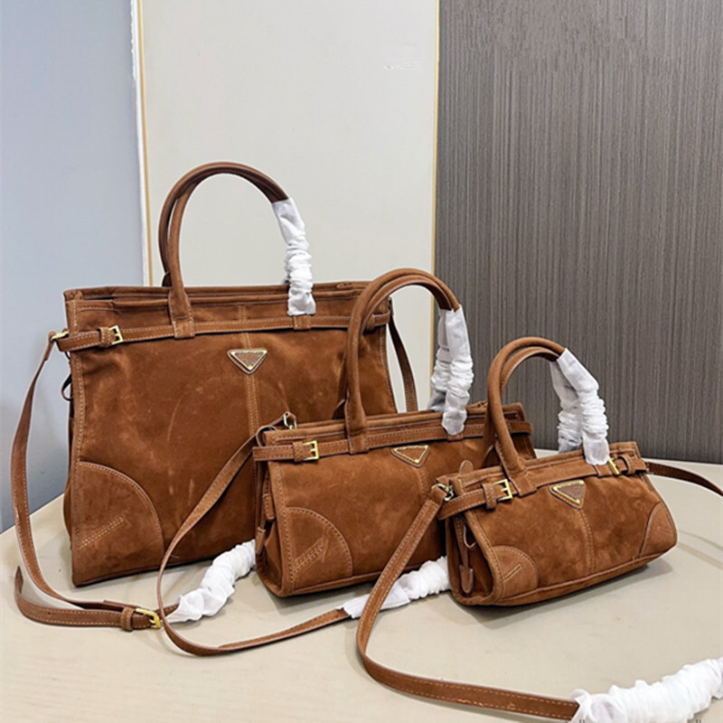 Shoulder Bags Suede Brown Shoulder Bag Womens Designer Totes Bag Soft Lux Leather Handbag Casual New Tote Bag Luxury Bag Shoulder Bag Handbag