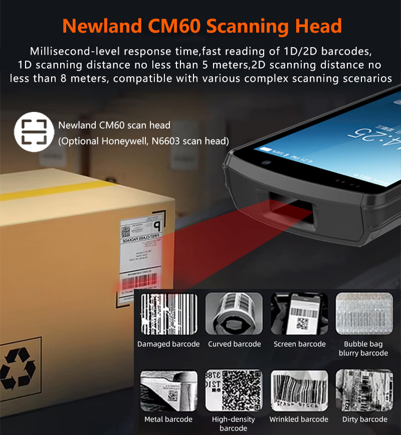 High-Performance PDA with 1D/2D Barcode Scanning Low-Power Consumption-Dustproof Waterproof Bluetooth Barcode Scanner for logistics management data co