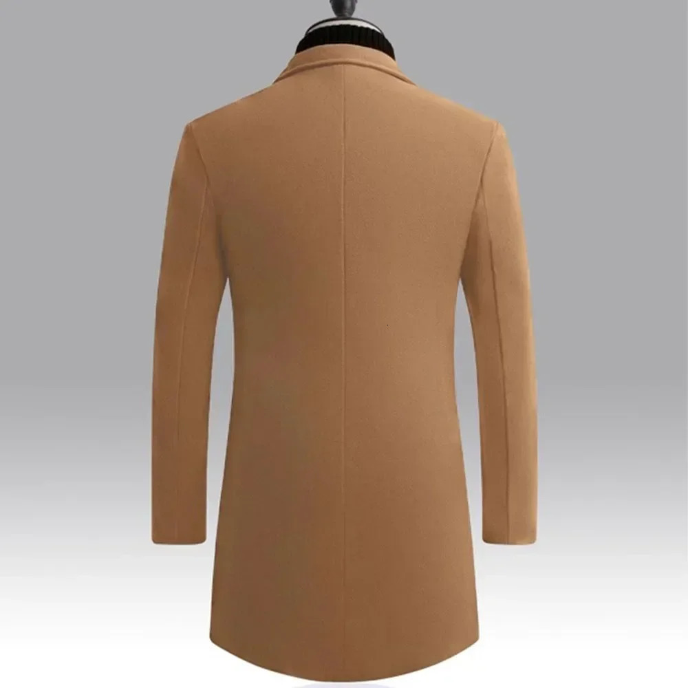 Mens Single Breasted Trench Coat Slim Fit Belted Windbreaker Long Jacket Casual Solid Windproof Overcoat in 250814