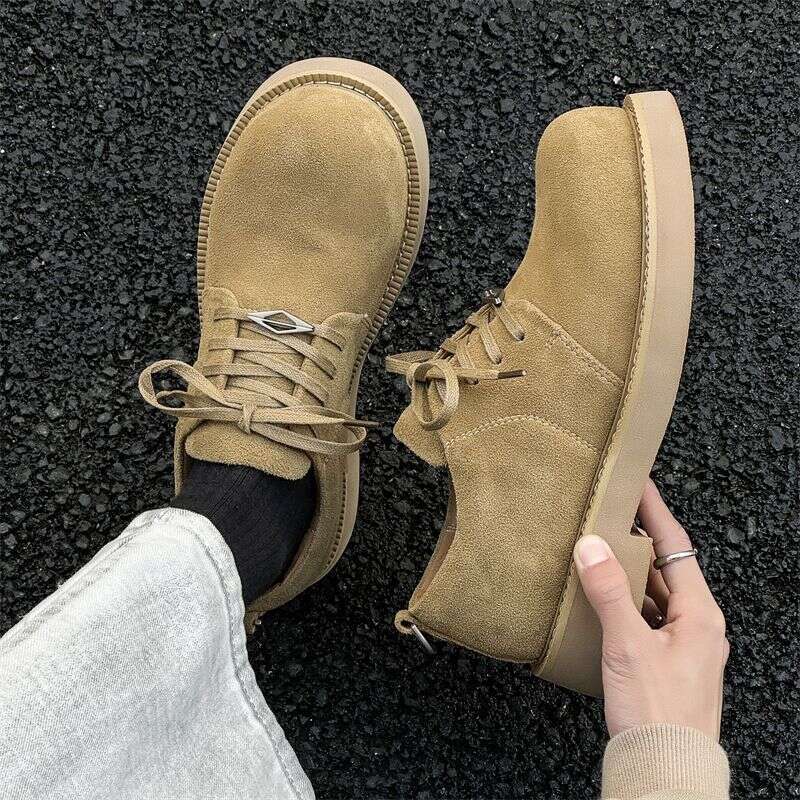 New Leather Spring Shoes High-top Men's Heightening Tooling Martin Boots