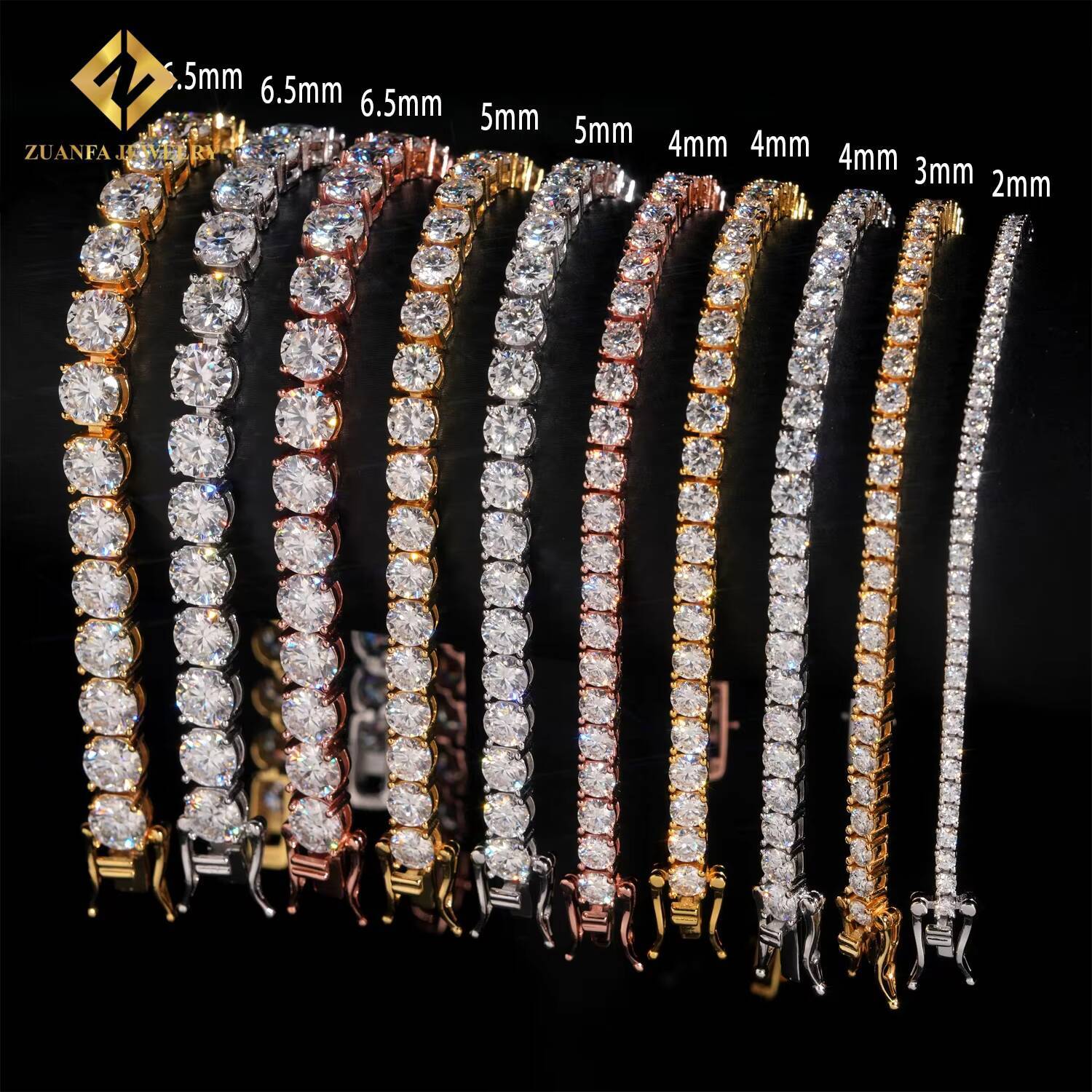 Ready Shipping 2mm 3mm 4mm 5mm 6.5mm Moissanite Tennis Necklace Fashion 925 Silver Iced Out Moissanite Tennis Chain Bracelet