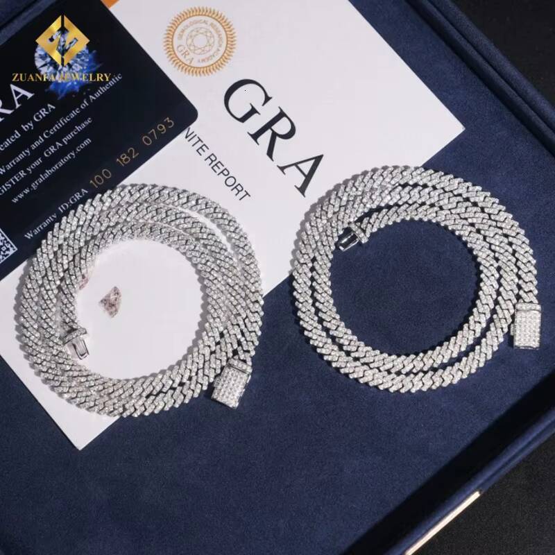 5mm Hip Hop Jewelry Bussdown Cuban Chain Link Necklace 925 Silver Iced Out Vvs Moissanite Diamond Pass Diamond Tester