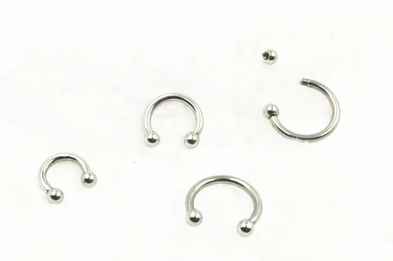 LOT50pcs Body Jewelry - 20g 18g 16g 14g Steel Ear/Nose/ Lip Labret Rings Nose Ear Daith Helix Piercing CBR Horseshoes 250807