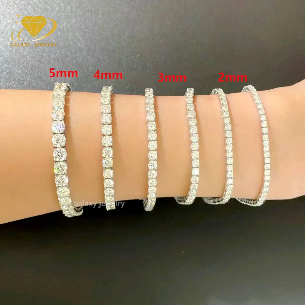 Iced Out Moissanite Chain 100% Pass Diamond Tester Real 925 Silver Mounting Lab Grown Moissnanite Diamond Tennis Bracelet