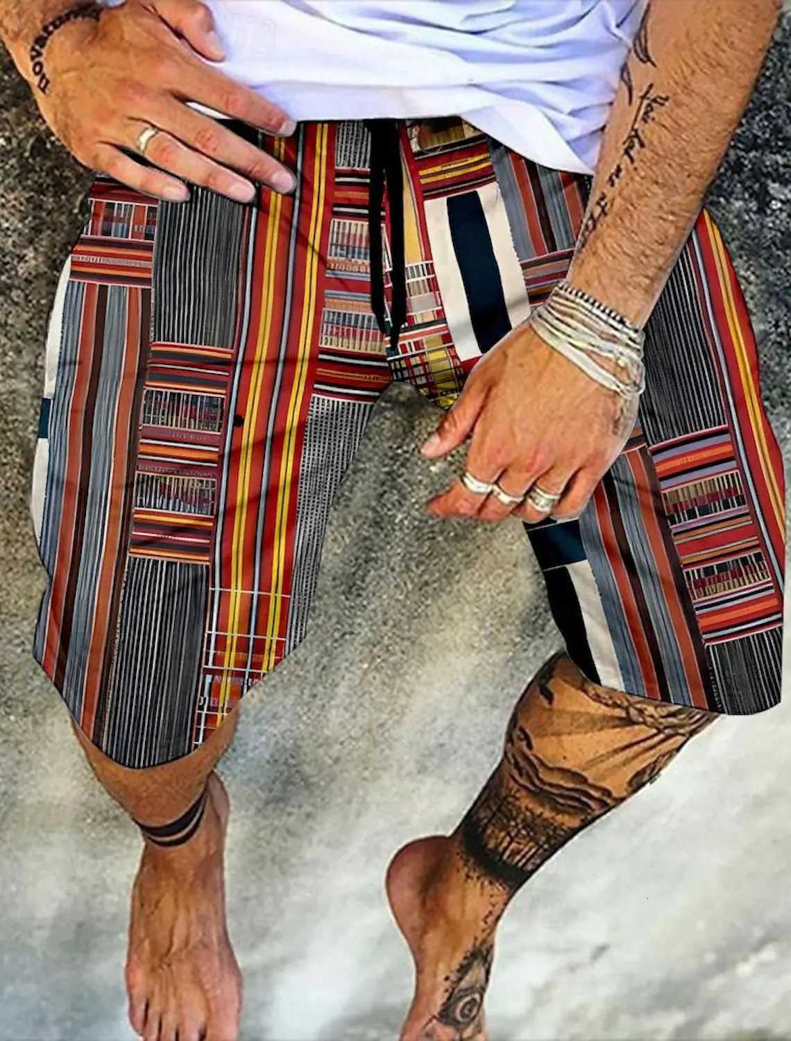 Mens Retro Swim Trunks 3D Ethnic Style Printed Beach Shorts Quick Dry Outdoor Leisure Sports Shorts Swimwear Mens Shorts Y250814