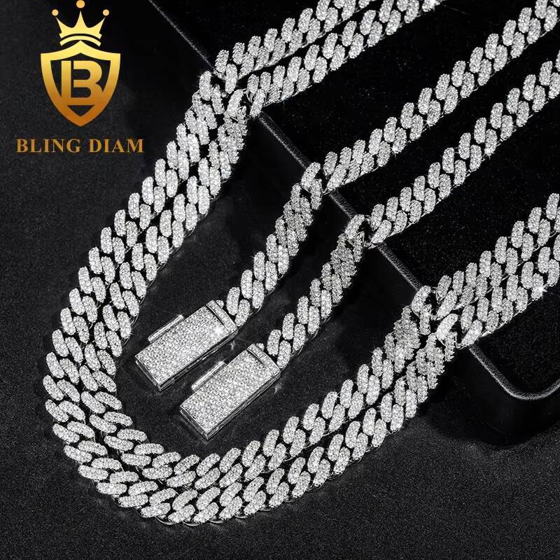 Cheap Price 8mm Classic Moissanite Diamond Cuban Chain Necklace RapperJewelry925 Silver Iced Out Hip Hop Cuban Link Chain