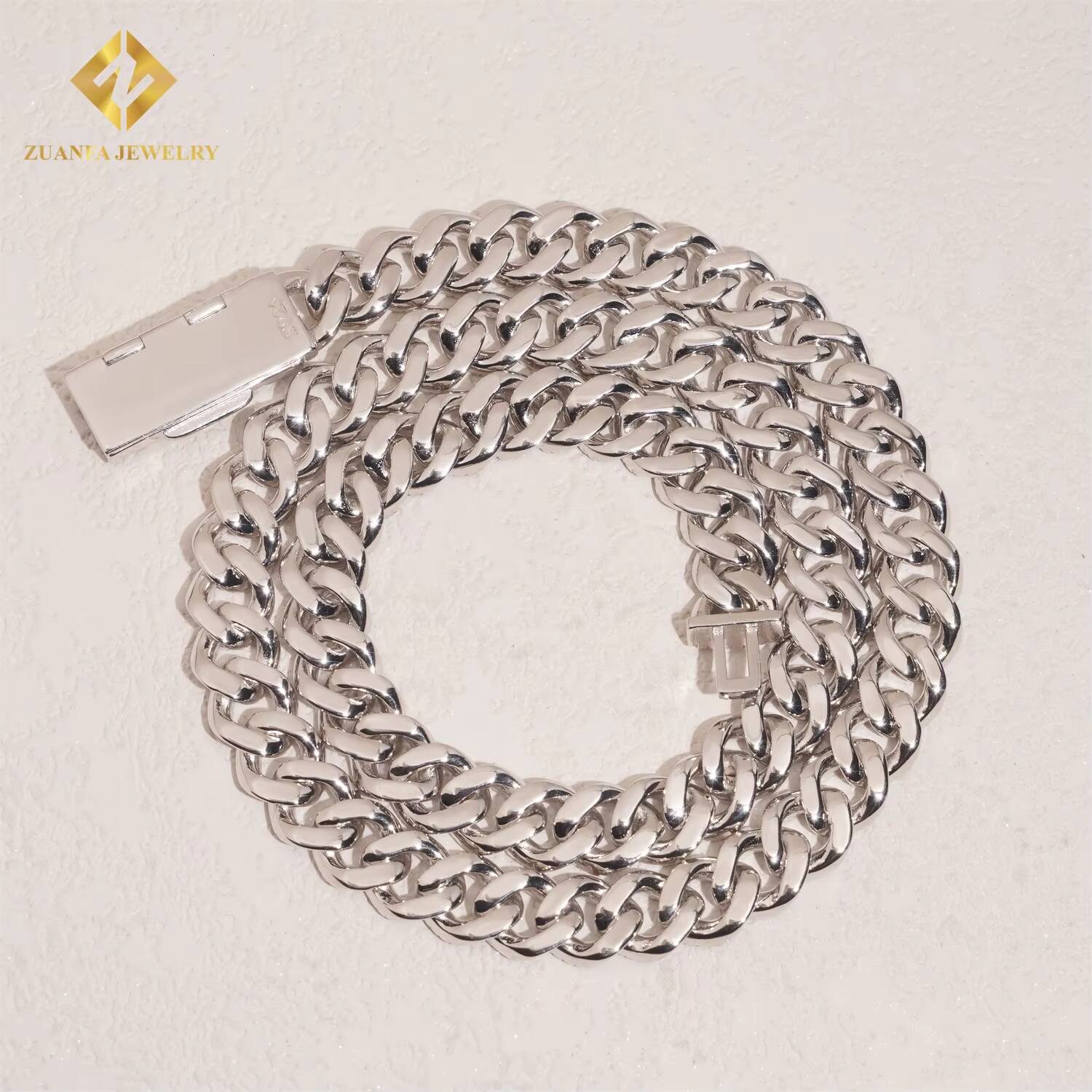 High Quality 10mm Two Rows VVS Iced Out Moissanite Hip Hop Jewelry Diamond Custom 925 Silver Cuban Link Chain Bracelet Necklace