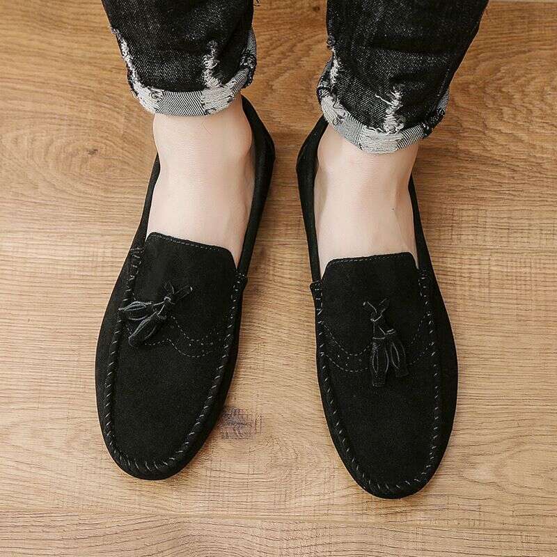 Men's tassel men's casual leather lazy people a slip-on soft soled driving fashion shoes